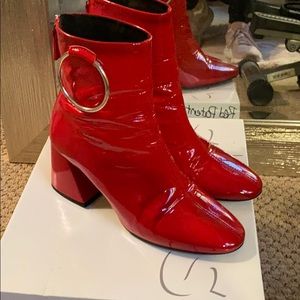 TOPSHOP Patent Red heeled Bootie